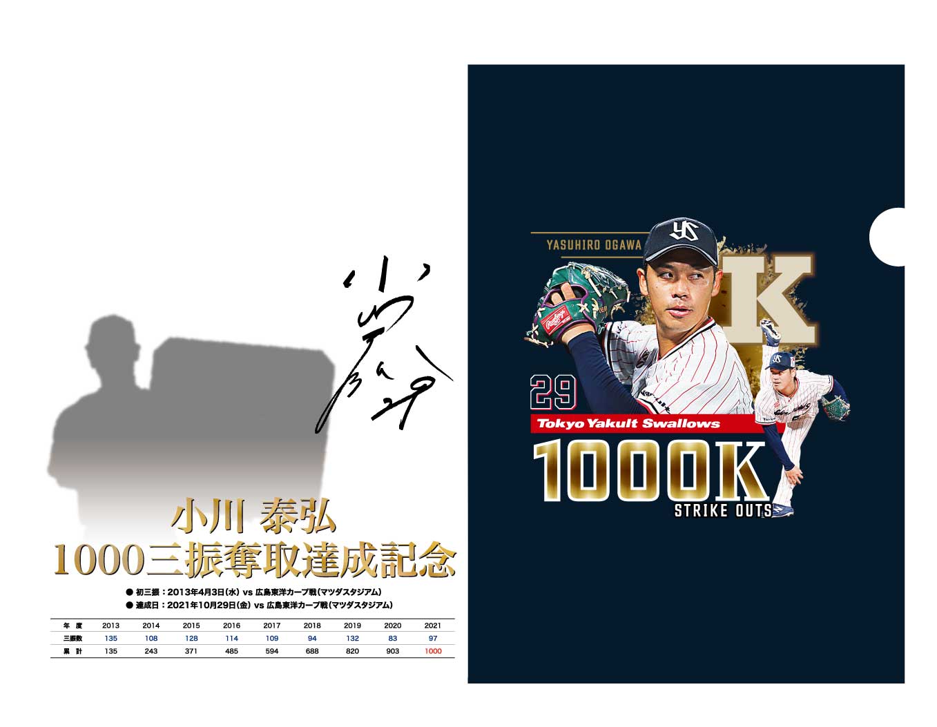 小川投手　通算1,000奪三振記念オリジナルクリアファイル