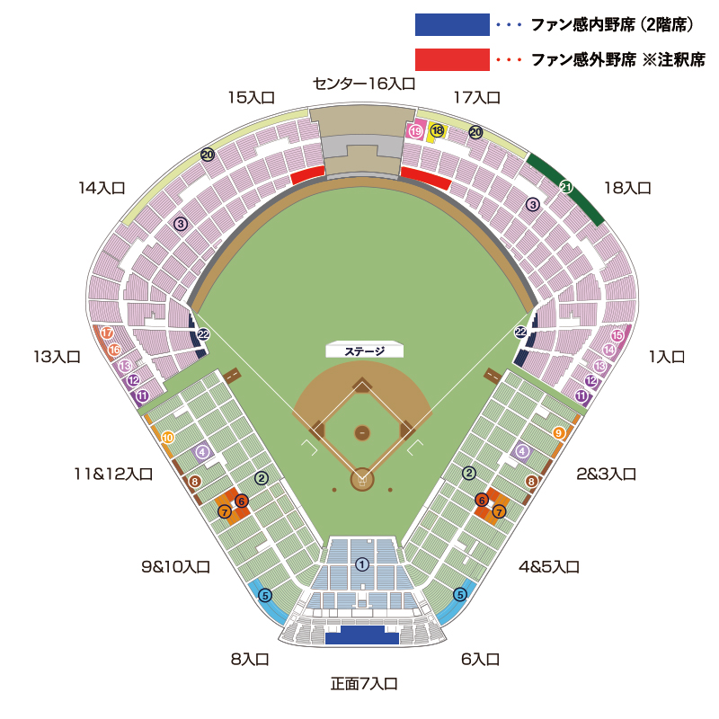 ファン感内野席(2階席) ファン感外野 ※注釈席